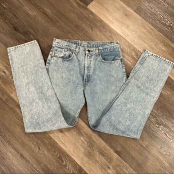 LEVI'S 550 34 x 34 VINTAGE Y2K 80s ACID WASH JEANS HIGH WAIST STRAIGHT LEG JEAN - Picture 3 of 12